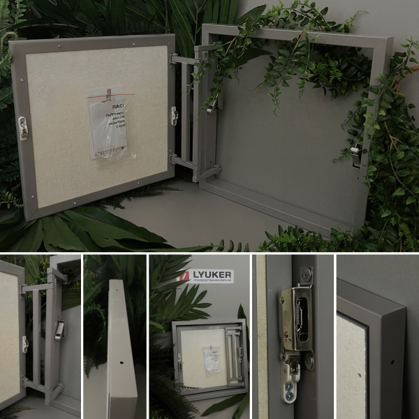 Скрытые люки под плитку серии K (сталь / нажимной) Люкер, ревизионные сантехнические люки